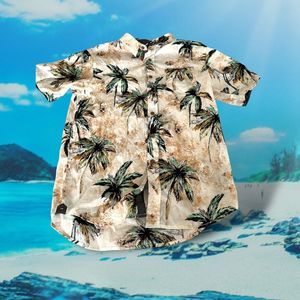 Ron Jon Surf Shop Mens Hawaiian Shirt Size Medium Tan Aloha Resort Palm Tree
